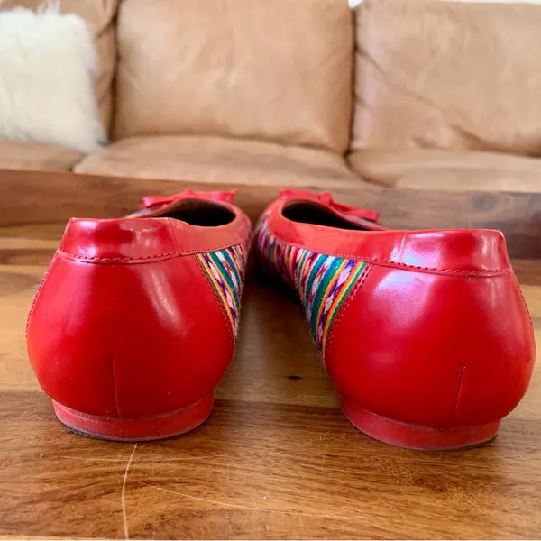AIDA STENHOLM Handcrafted Red Ballet Flats Size 10 - Image 4