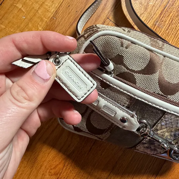 Coach Y2K Signature Patchwork Fanny Pack Belt Bag Small Tan White Canvas Leather - Image 6
