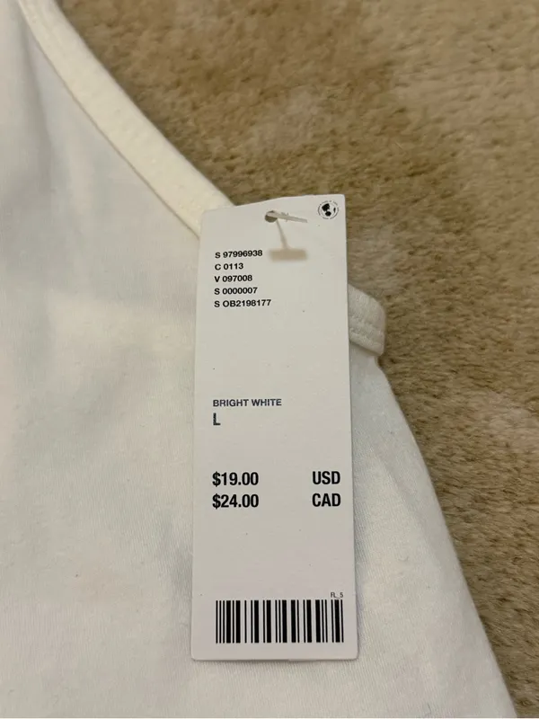 Out From Under Urban Outfitters White Cropped Cami Tank Top Size L NWT - Image 6