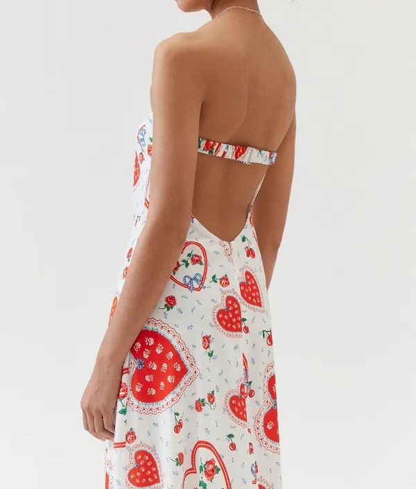 For Love & Lemons Daisy Mae Strapless Midi Bias Dress, Size M - Image 18