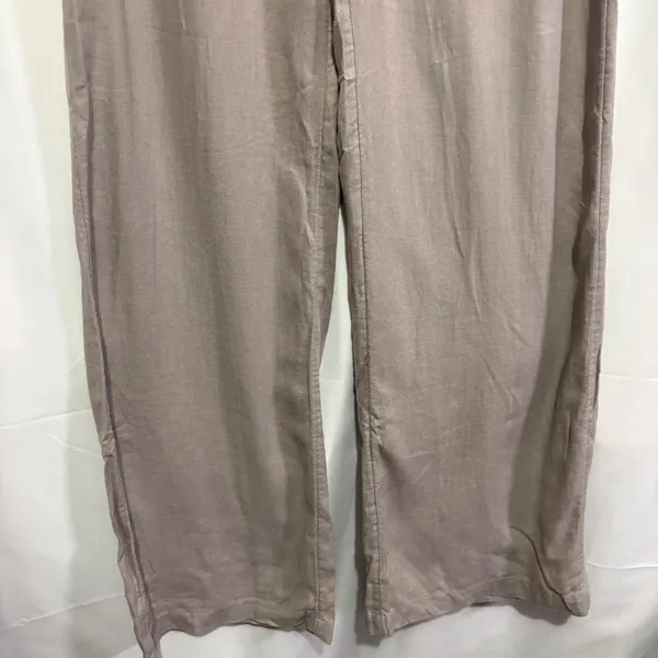Abercrombie & Fitch Linen Blend Wide Leg Pants Taupe Mauve XS High Rise Trousers - Image 3