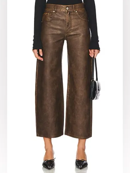Free People We the Free Misha Barrel Vegan Brown Pants 28 - Image 2
