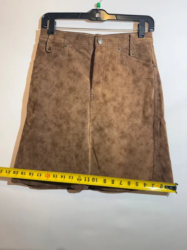 NWT Free People Suzy Chocolate Suede-Look Brown Midi Skirt A-Line Skirt Size 25 - Image 5