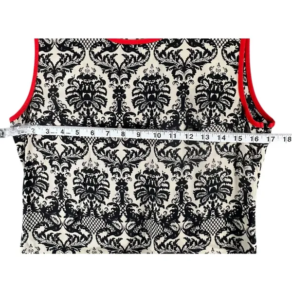 THML Shift Dress S Black Fleur De Lis‎ Red Colorblock Sleeveless Moulin Rouge - Image 8