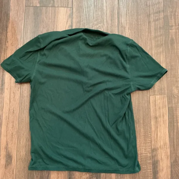 Vuori Ribbed Short Sleeve Polo Shirt Green Button Front Stretch Large L Active - Image 4