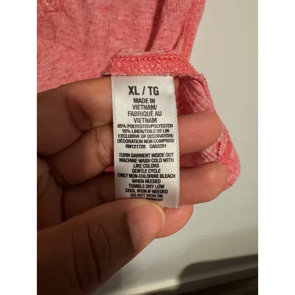 Aeropostale Vintage Pink Marl Henley Logo Graphic Tee Shirt XL Y2k Preppy‎ - Image 3