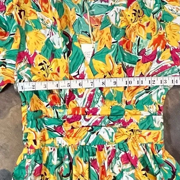 NWT Pink Martini Multicolor Floral V-neck Puff Sleeved Midi Dress - Image 6