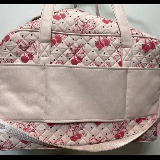 Luv Betsey by Betsey Johnson Duffle Travel Bag. Pink with dark pink cherries - Image 3
