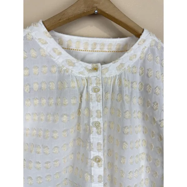 Anthropologie Pilcro Tavi Textured Blouse S Button Down Ivory Boho - Image 3