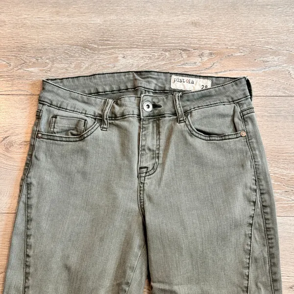Pistola Olive Green Wash Skinny‎ Jeans Comfort Stretch Moto Casual Pants Size 28 - Image 3