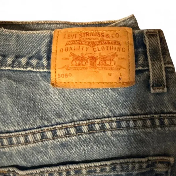 Women's Levi’s 595 Lower Rise Straight Fit Light Blue Denim Jeans size 12 M - Image 4
