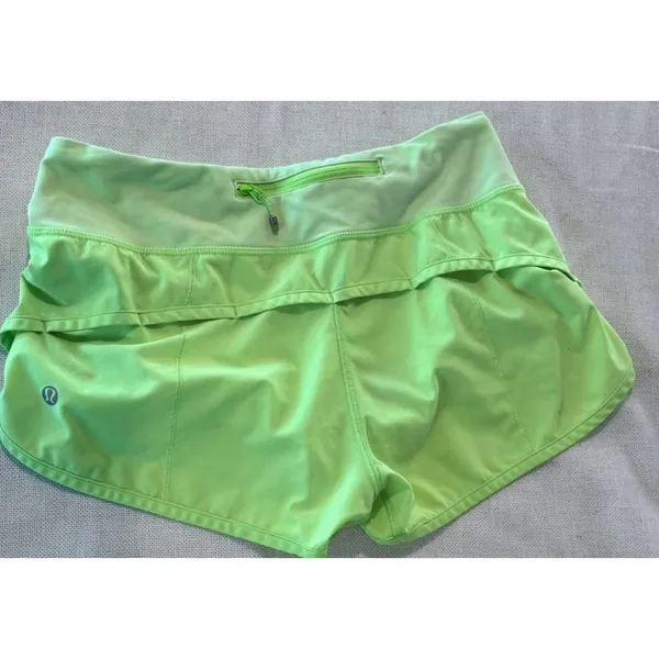 Lululemon Activewear Shorts 4 Green Speed Short Zip Pockets Built In Liner Logo - Image 7