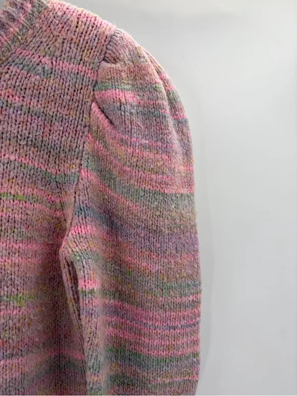 Loveshackfancy Aquarius Chunky Knit Sweater Pink Puff Sleeves Coquette small - Image 5