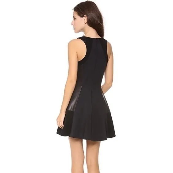 RAG & BONE Leather Montrose Fit‎ N' Flare Little Black Dress Panel Mini Size 6 - Image 8