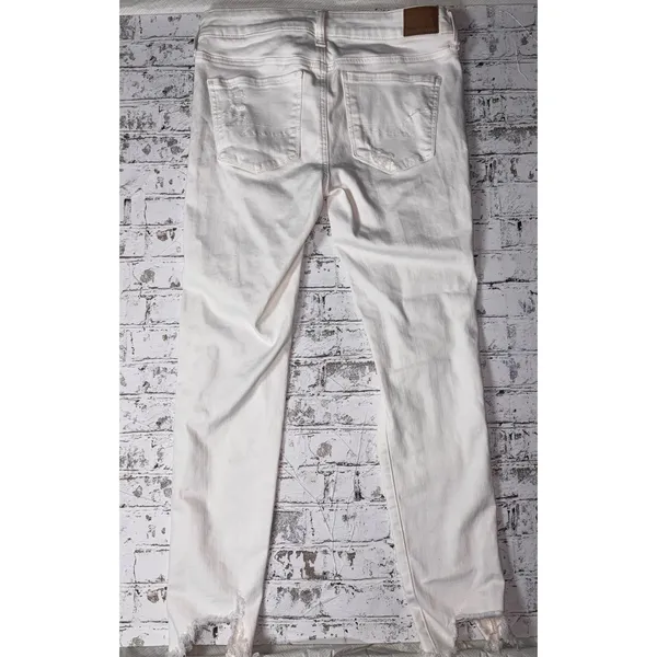 American Eagle Women's Size 10 White‎ Denim Distressed Jeans Next Level Stretch - Image 2