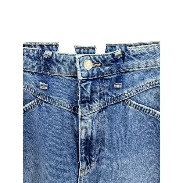 We The Free Free People Come As You Are Denim Maxi Skirt High Rise Blue Long Slit Skirt 32 - Image 3