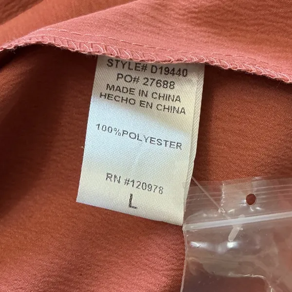 Entro Terracotta Rust Tiered Maxi Dress Long Sleeve V-Neck D19440 Large NEW - Image 6