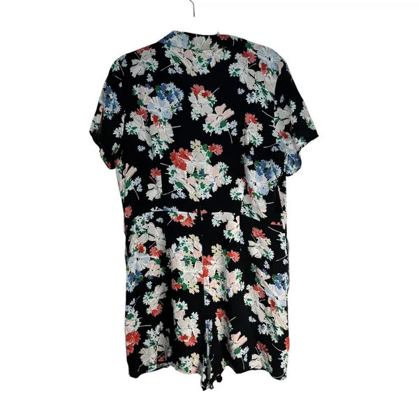 Abercrombie & Fitch Womens Floral‎ Button Front Romper Black XL 159D0493 - Image 11