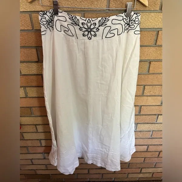 NWT Free People Lotus Set Embroidered Crop Top Maxi Skirt White & Black Size L - Image 9