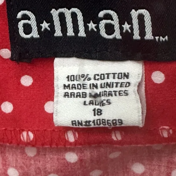 Vintage Aman Polka Dot Red Dress Plus Women Size 18 Cotton Sundress Cottagecore‎ - Image 7