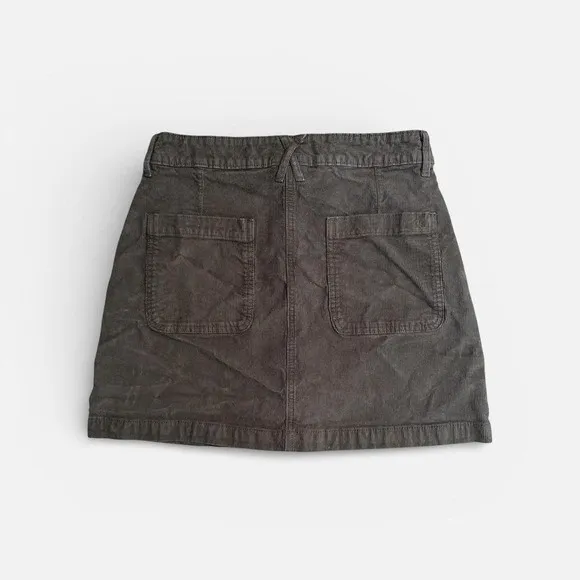 American Eagle Olive Green Corduroy Button Front Mini Skirt Super Stretch Size 6 - Image 2