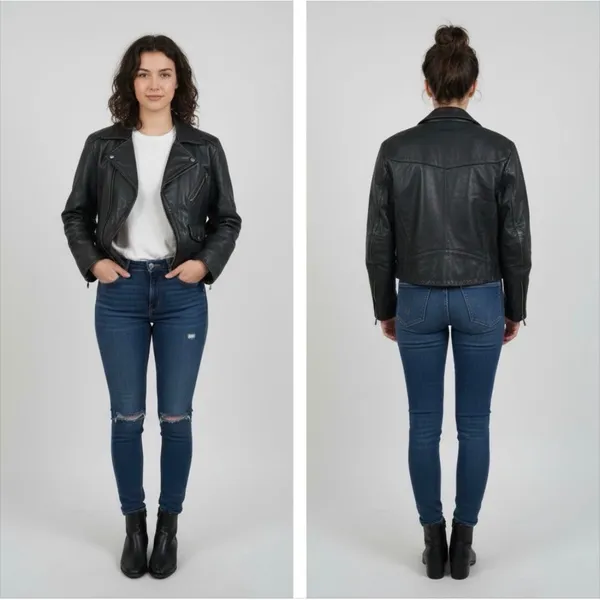 Copper‎ Key Clothing Company Vintage Black Leather Motorcycle Jacket Womens Moto - Image 2