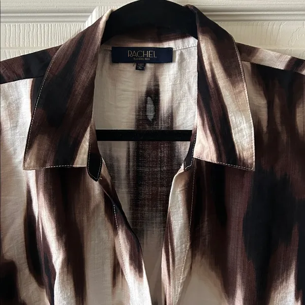 Rachel Roy‎ Womens Long Sleeve Abstract Tie Dye V-Neck Billowy Chic Top Size XL - Image 3