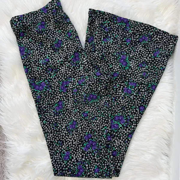 TOPSHOP Floral Flare Pants Womens 6 Boho Chic School Maximalist Funky Unique Fun - Image 2