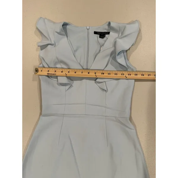 NEW French Connection Dress Womens 2 Light Blue Ruffle Going Out Party Minimal - Image 5