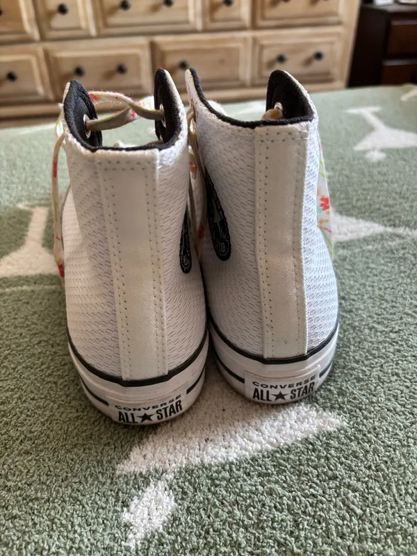 White floral high top converse - Image 2