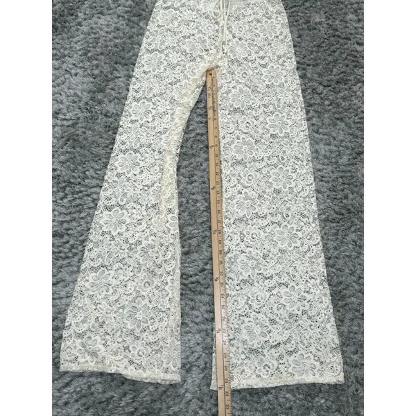 Elan Beach ivory lace boho pull on wide leg pants Cover Up Beach Resort Size M - Image 12