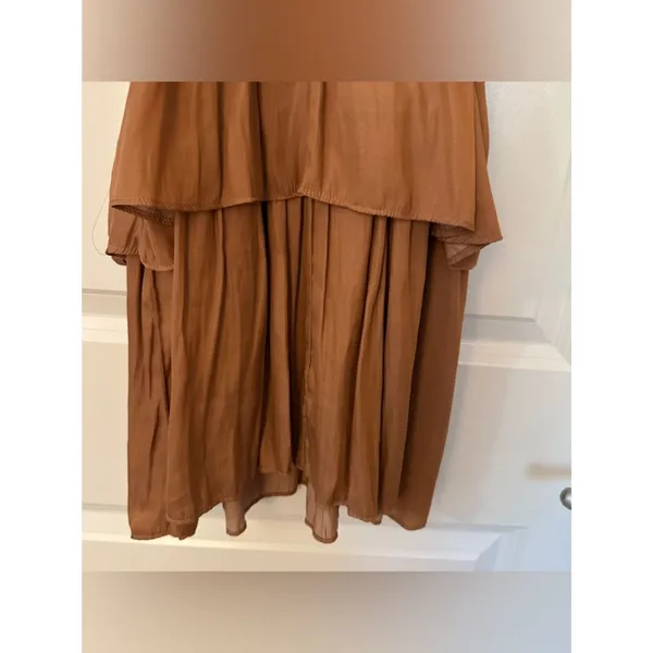 vestique boutique brass short sleeve mini ruffle dress womens sz small - Image 5