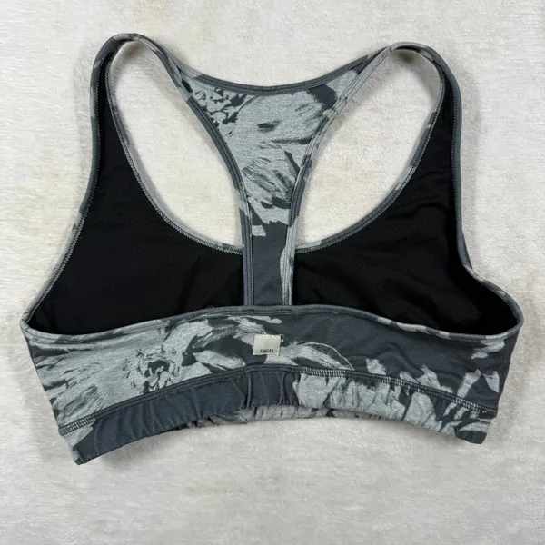 Vuori Womens Gray Black Floral Abstract Racerback Sports Bra Medium Support - Image 3