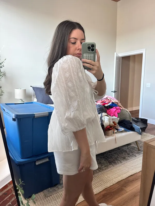 White Flowy Blouse Shein - Image 2