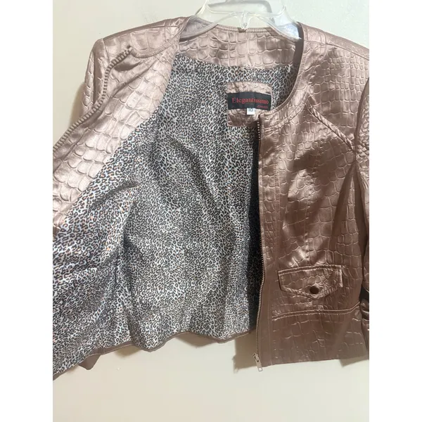 Elegantissimo Firenze Jacket Womens 10 Bronze Excellent Croc Embossed Metallic - Image 14