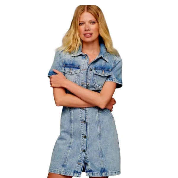 Pilcro Anthropologie Short-Sleeve Denim Button-Front Mini Dress 4 - Image 2