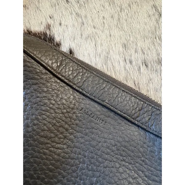 All Saints Captain Lea Leather Crossbody Bag In Gray - Image 3