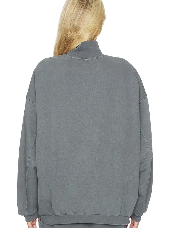 Skims Boyfriend Fleece Slouchy Turtleneck Pullover Sweatshirt In Gray size small - Image 2