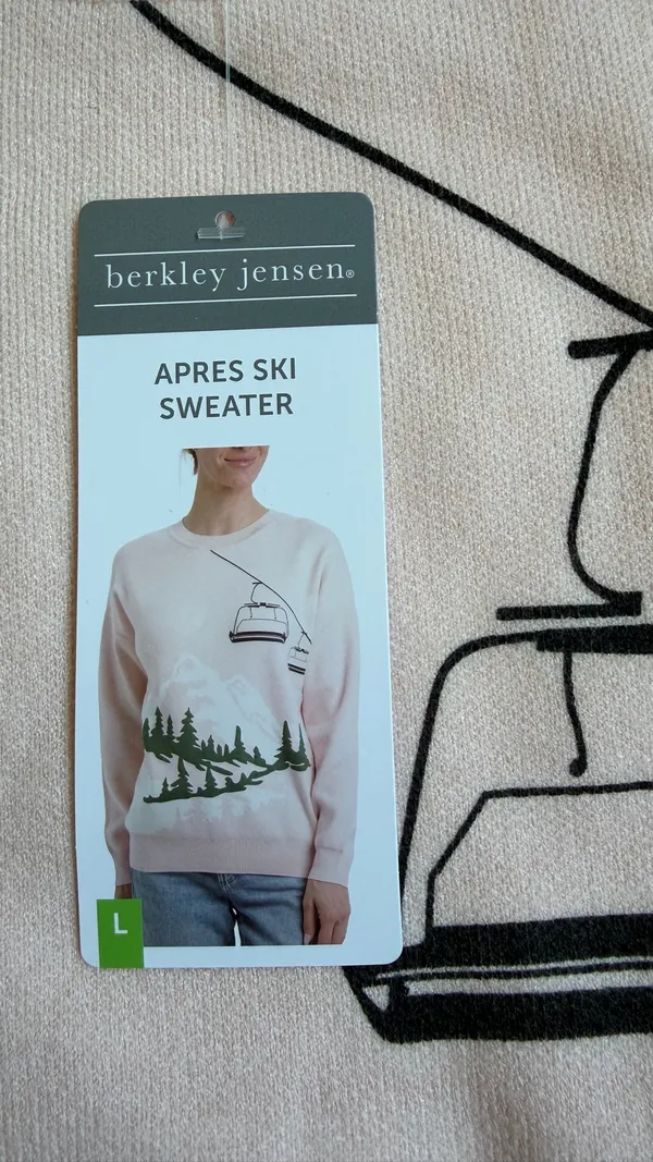 Berkley Jensen Après Ski Sweater Women's L NWT Pink Winter Grapt ozy - Image 3