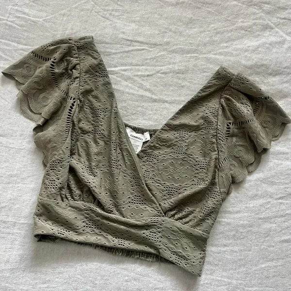 Free People Flutter Sleeve Crop Top - Image 2