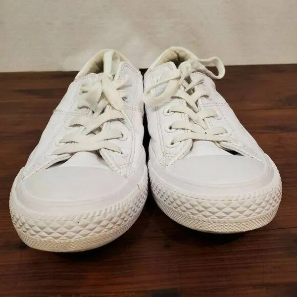 Converse‎ Womens Shoes Size 6 White Leather Chuck Taylors Lace-Up Low Top - Image 7