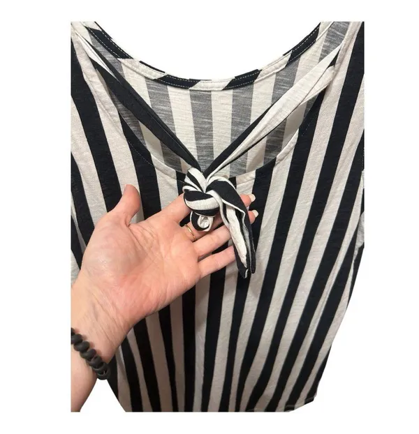 Cato Black and White Striped Tank Top size large lightweight. Ties in the back. - Image 3