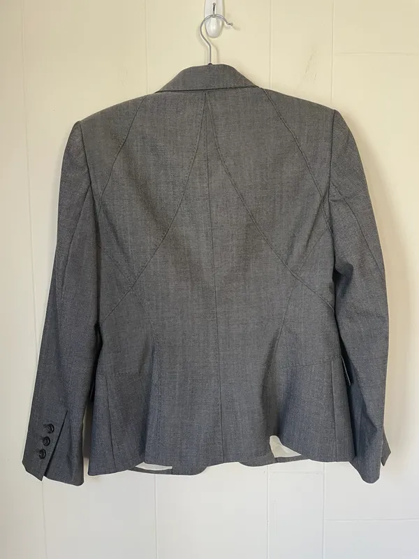 Anne Klein grey wool blend blazer suit jacket stretch lined Women’s size 8P - Image 12