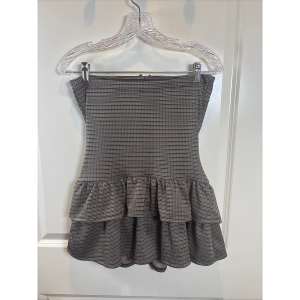 Windsor Sweet Plans Plaid Strapless Romper Large Ruched Bodice Tiered Skirt Y2K‎ - Image 5