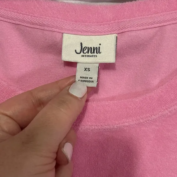 Hot Pink Terry Cloth Top T-Shirt Sz XS Beach Barbiecore Baby Tee Summer Surf‎ - Image 2