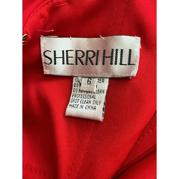 Sherri‎ Hill Red Strapless High Slit Rhinestone Mesh Formal Gown Dress Size 6 - Image 12