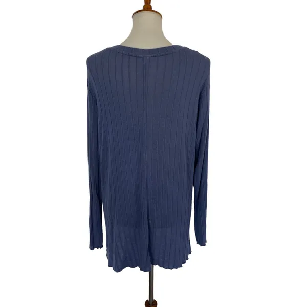 Mote Blue Top Medium Long Sleeve Minimalist Casual Layering Fall Winter - Image 4