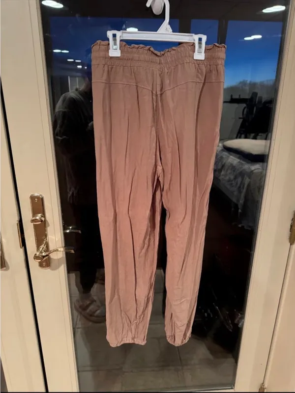 Casual Drawstring Jogger Pants in tan Pink - Image 3