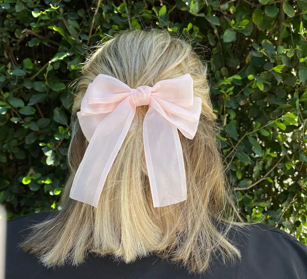 Light pink Clip on hair Bow - Image 2