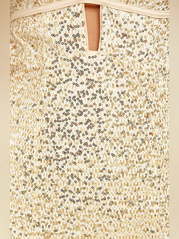 Lulu’s Wish Granted Beige Sequin Maxi Dress • Large • NWT - Image 7
